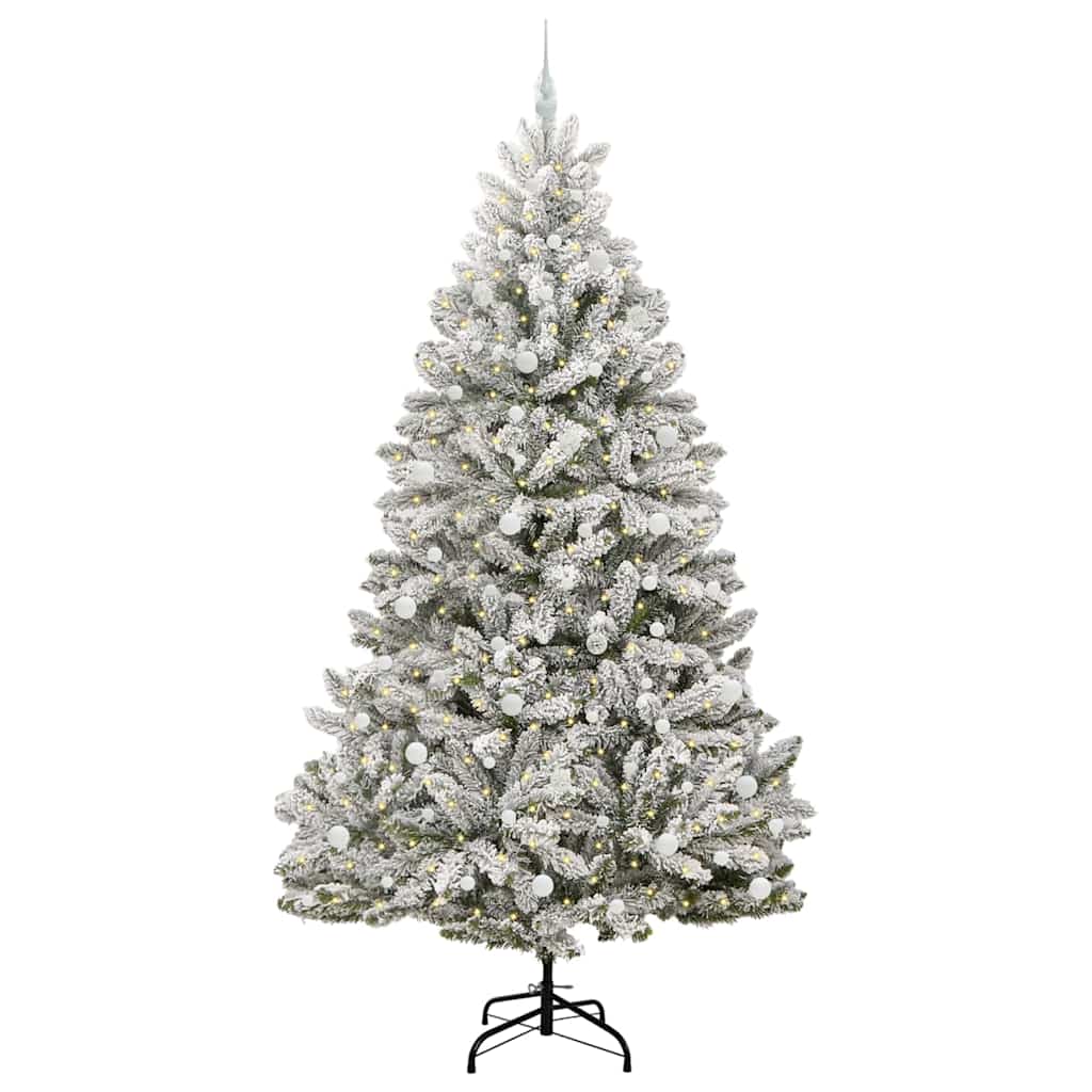 vidaXL Artificial Hinged Christmas Tree Green and White 240 cm - 47964