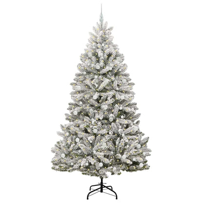vidaXL Artificial Hinged Christmas Tree Green and White 240 cm - 47964
