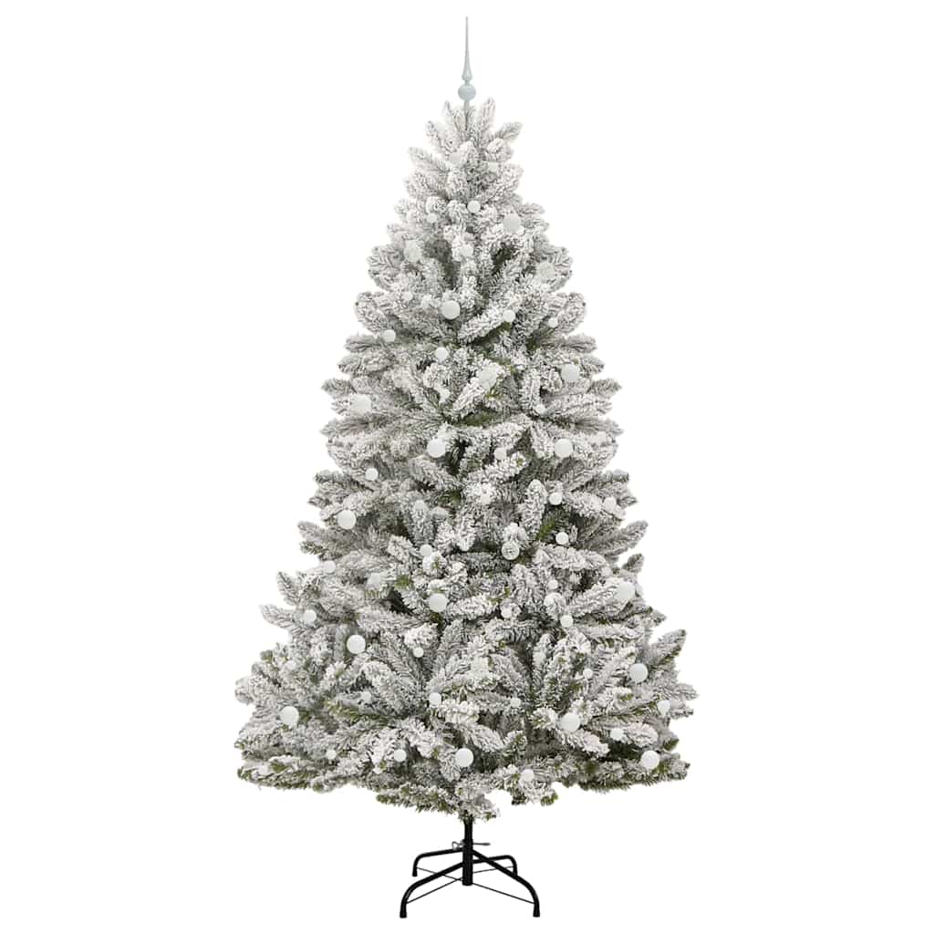 vidaXL Artificial Hinged Christmas Tree Green and White 240 cm - 47964