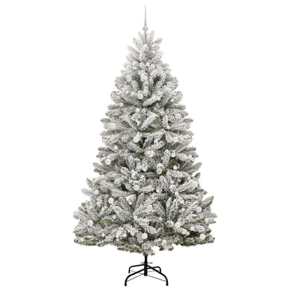 vidaXL Artificial Hinged Christmas Tree Green and White 240 cm - 47964