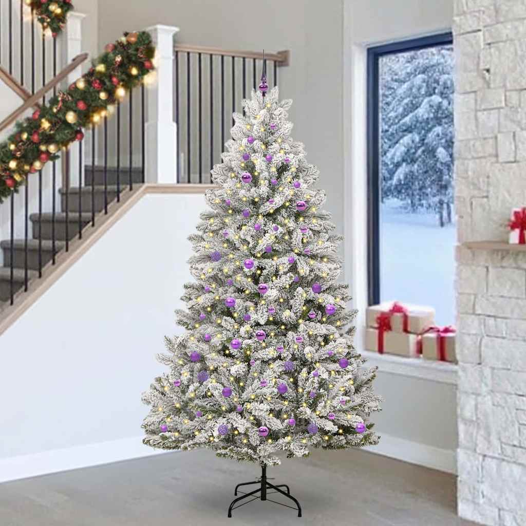 vidaXL Artificial Hinged Christmas Tree Green and White 240 cm - 47967
