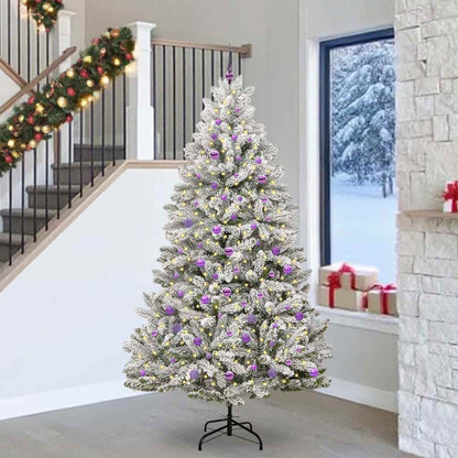 vidaXL Artificial Hinged Christmas Tree Green and White 240 cm - 47967