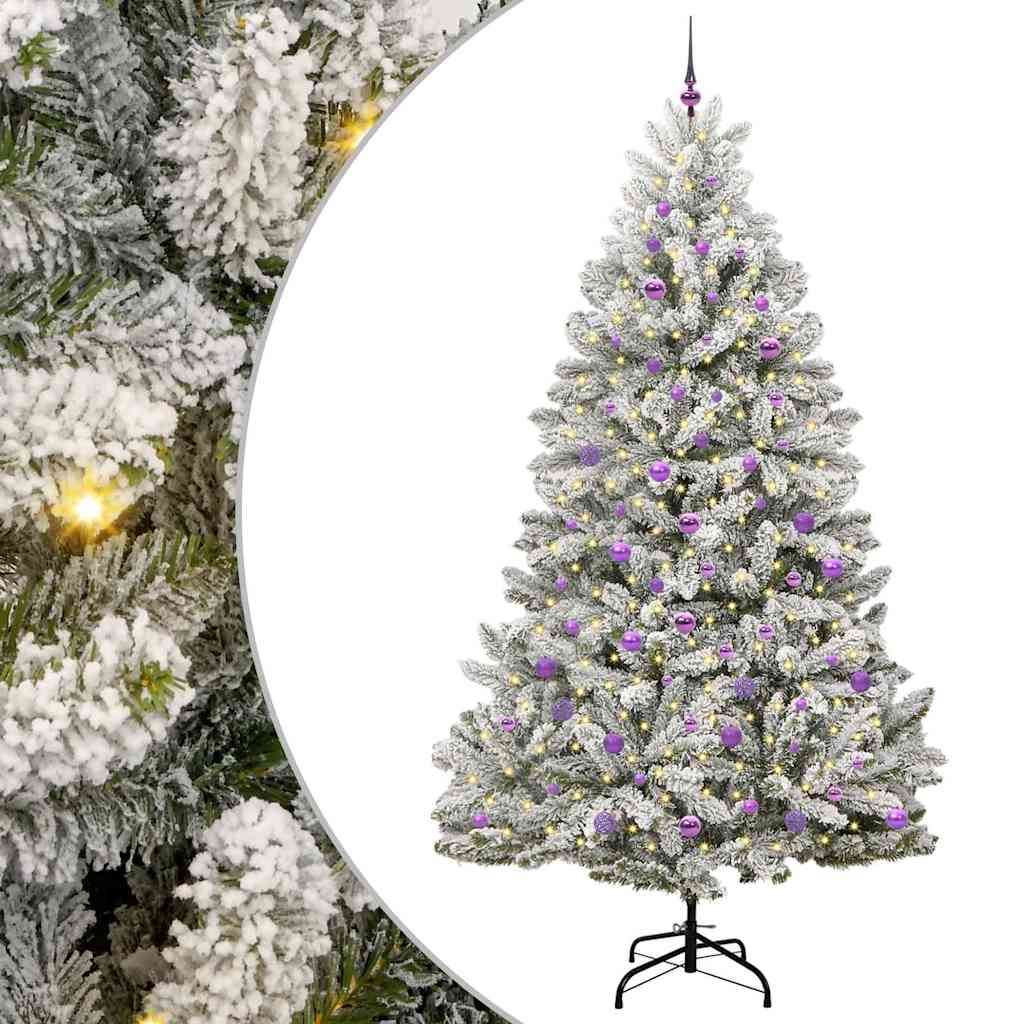 vidaXL Artificial Hinged Christmas Tree Green and White 240 cm - 47967