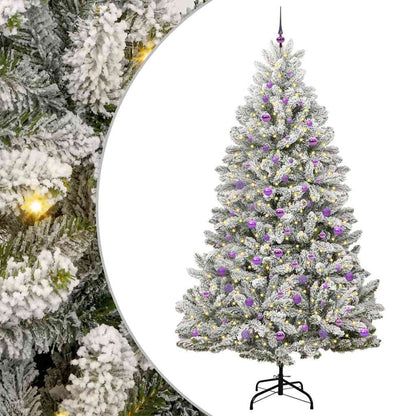 vidaXL Artificial Hinged Christmas Tree Green and White 240 cm - 47967