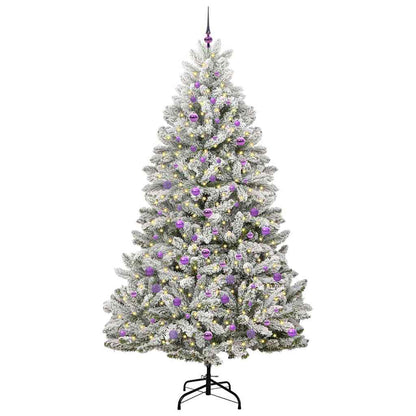 vidaXL Artificial Hinged Christmas Tree Green and White 240 cm - 47967