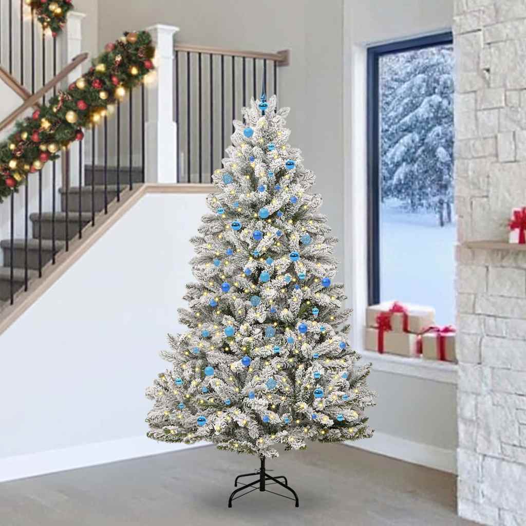 vidaXL Artificial Hinged Christmas Tree Green and White 240 cm - 47972