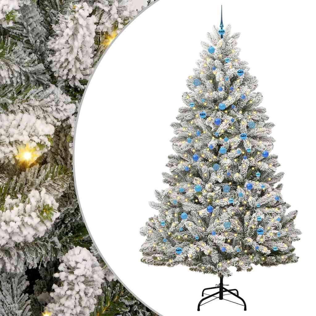 vidaXL Artificial Hinged Christmas Tree Green and White 240 cm - 47972