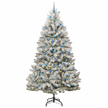 vidaXL Artificial Hinged Christmas Tree Green and White 240 cm - 47972