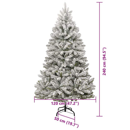 vidaXL Artificial Hinged Christmas Tree Green and White 240 cm - 47972