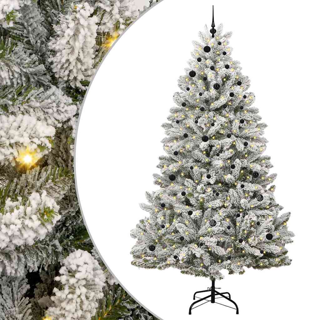 vidaXL Artificial Hinged Christmas Tree Green and White 270 cm