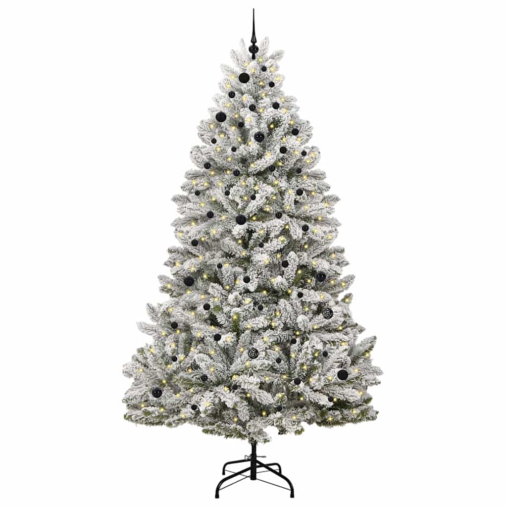 vidaXL Artificial Hinged Christmas Tree Green and White 270 cm