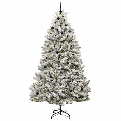 vidaXL Artificial Hinged Christmas Tree Green and White 270 cm