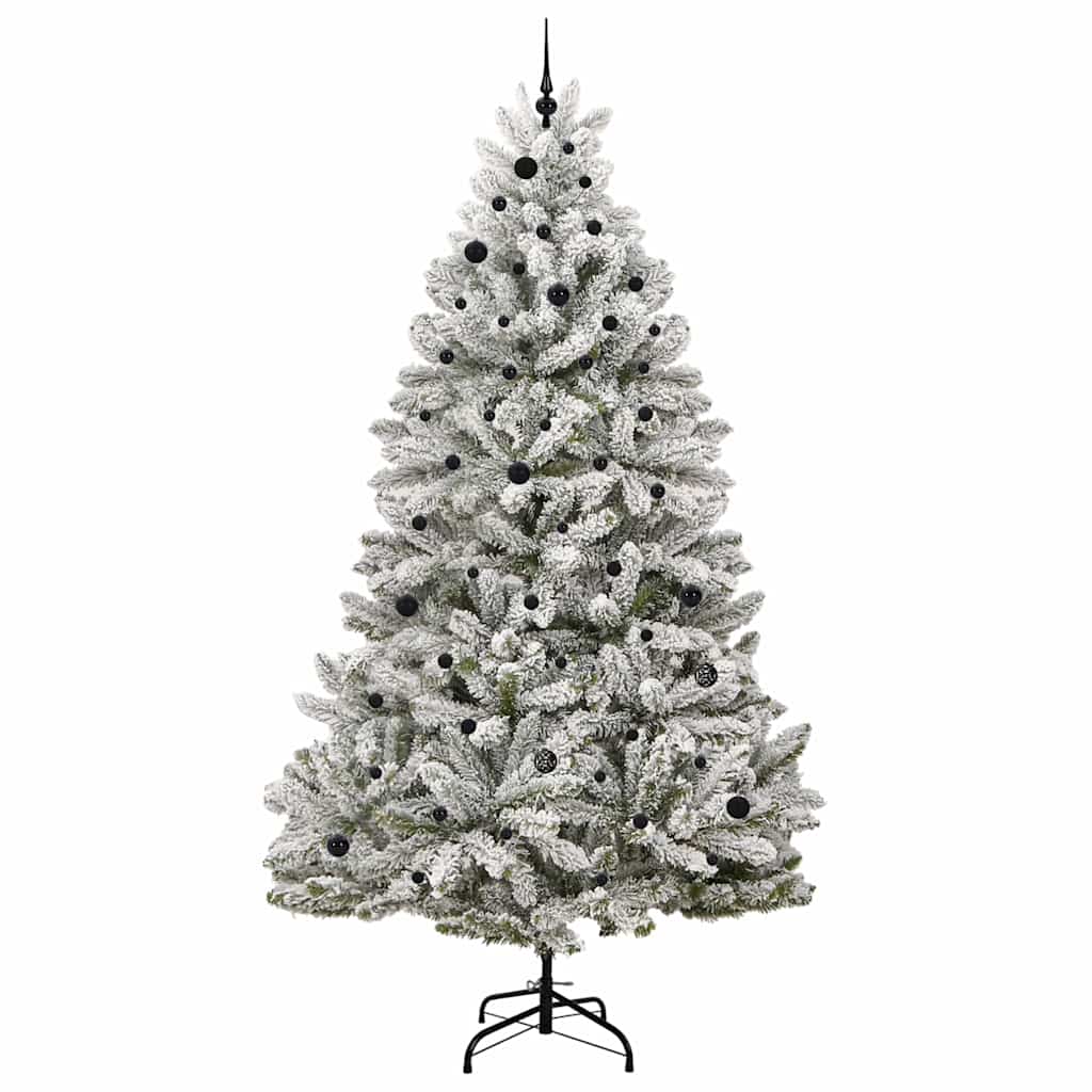 vidaXL Artificial Hinged Christmas Tree Green and White 270 cm