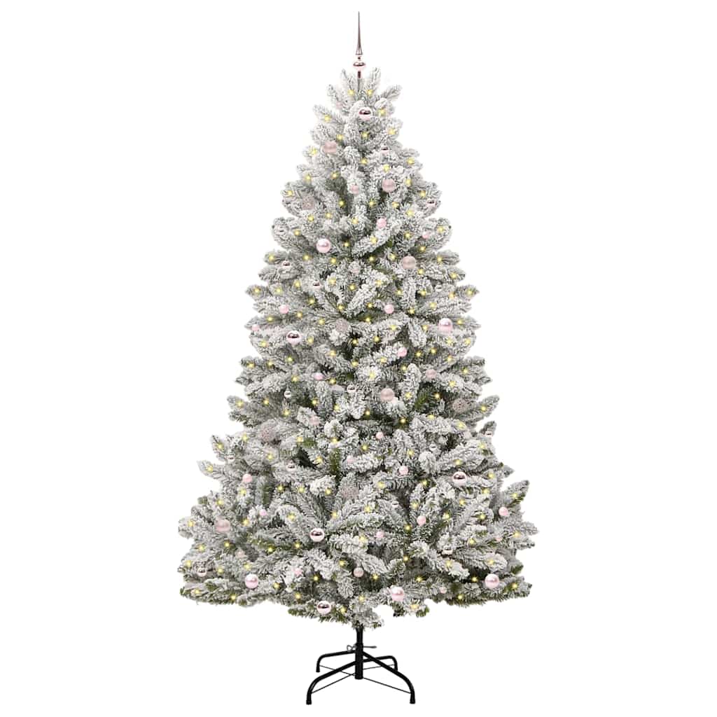 vidaXL Artificial Hinged Christmas Tree Green and White 270 cm - 47975