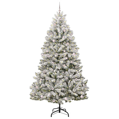 vidaXL Artificial Hinged Christmas Tree Green and White 270 cm - 47975
