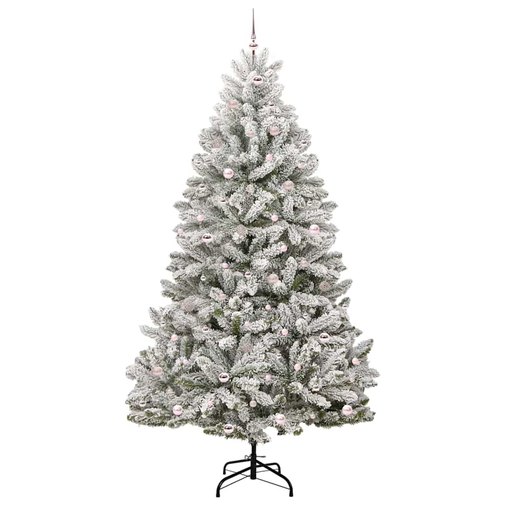 vidaXL Artificial Hinged Christmas Tree Green and White 270 cm - 47975