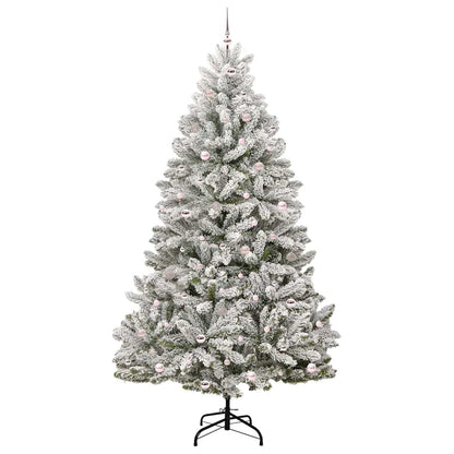 vidaXL Artificial Hinged Christmas Tree Green and White 270 cm - 47975