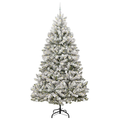 vidaXL Artificial Hinged Christmas Tree Green and White 270 cm - 47979
