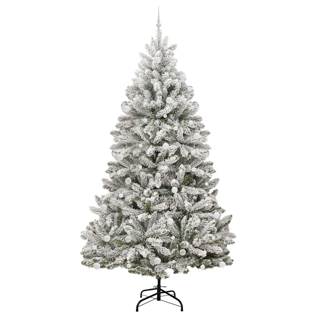 vidaXL Artificial Hinged Christmas Tree Green and White 270 cm - 47979