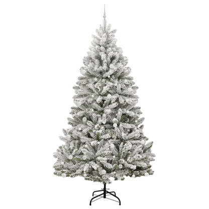vidaXL Artificial Hinged Christmas Tree Green and White 270 cm - 47979