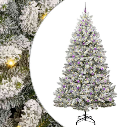 vidaXL Artificial Hinged Christmas Tree Green and White 270 cm - 47980