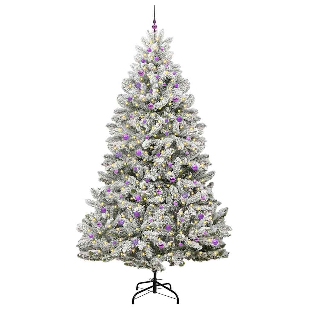 vidaXL Artificial Hinged Christmas Tree Green and White 270 cm - 47980