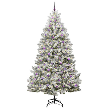 vidaXL Artificial Hinged Christmas Tree Green and White 270 cm - 47980