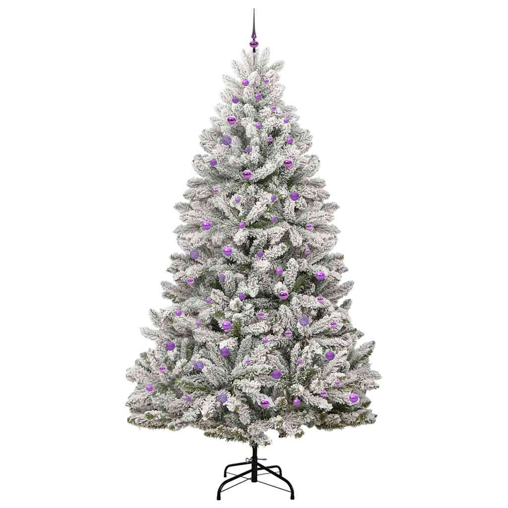 vidaXL Artificial Hinged Christmas Tree Green and White 270 cm - 47980