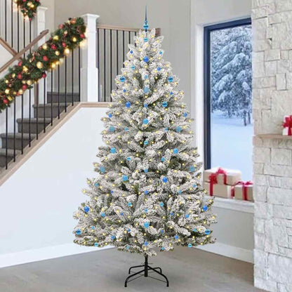 vidaXL Artificial Hinged Christmas Tree Green and White 270 cm - 47991
