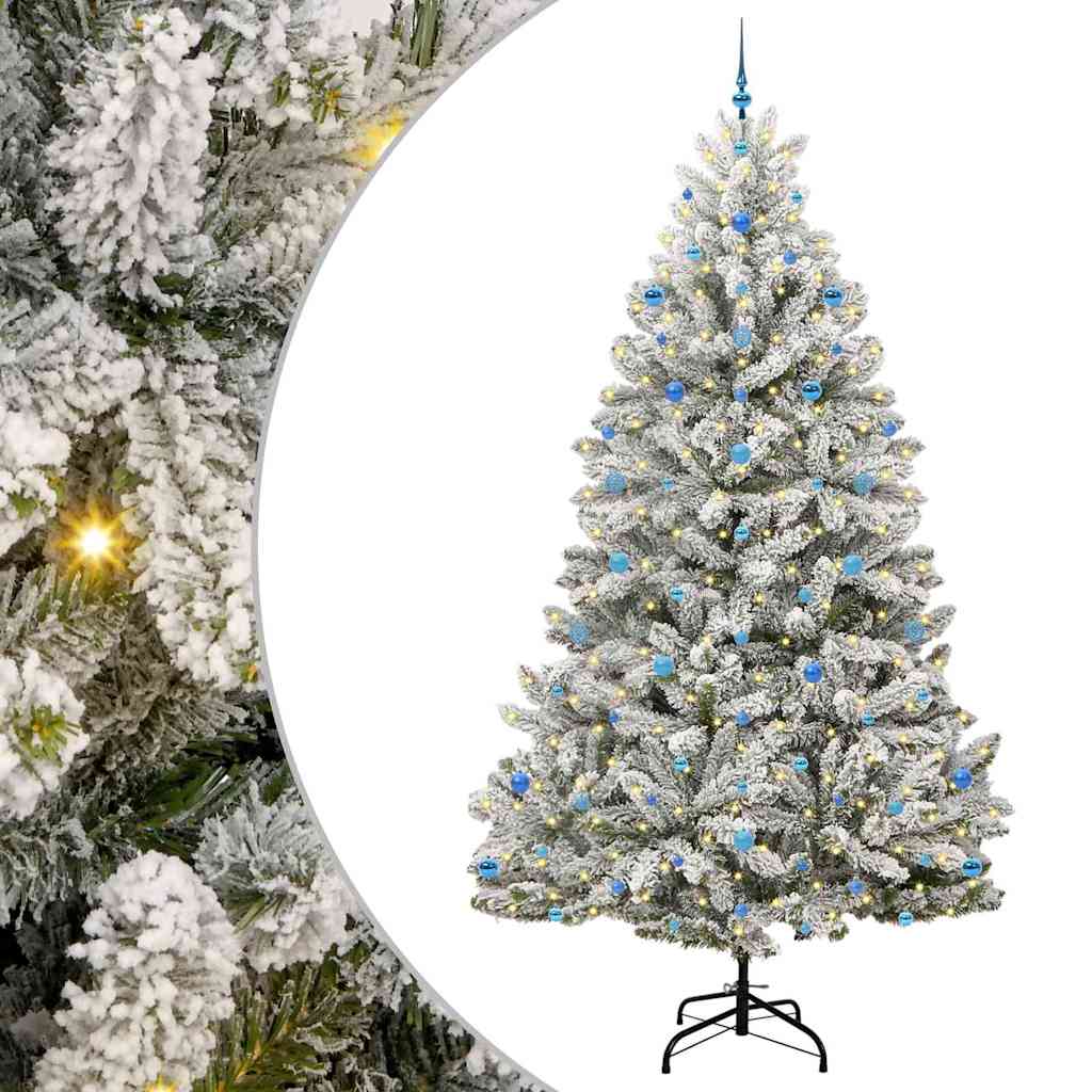 vidaXL Artificial Hinged Christmas Tree Green and White 270 cm - 47991