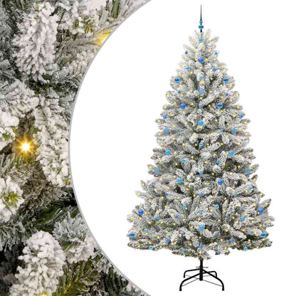 vidaXL Artificial Hinged Christmas Tree Green and White 270 cm - 47991