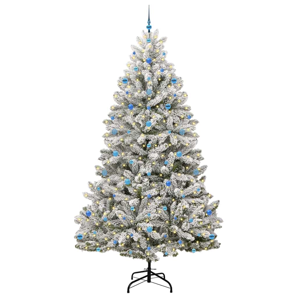 vidaXL Artificial Hinged Christmas Tree Green and White 270 cm - 47991