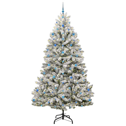vidaXL Artificial Hinged Christmas Tree Green and White 270 cm - 47991