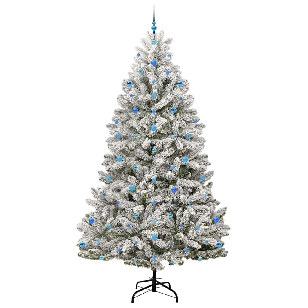 vidaXL Artificial Hinged Christmas Tree Green and White 270 cm - 47991