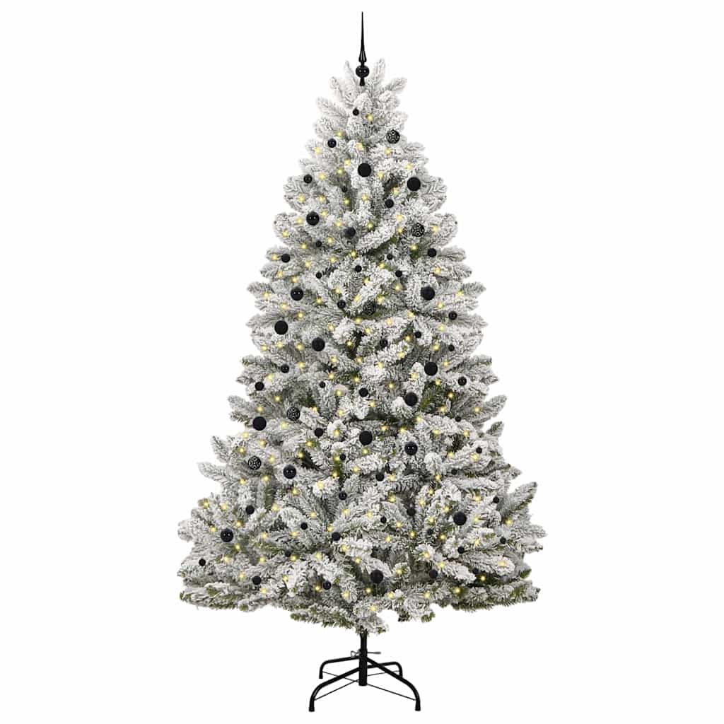 vidaXL Artificial Hinged Christmas Tree Green and White 300 cm