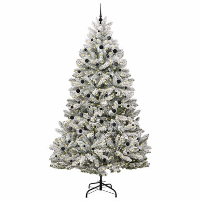 vidaXL Artificial Hinged Christmas Tree Green and White 300 cm