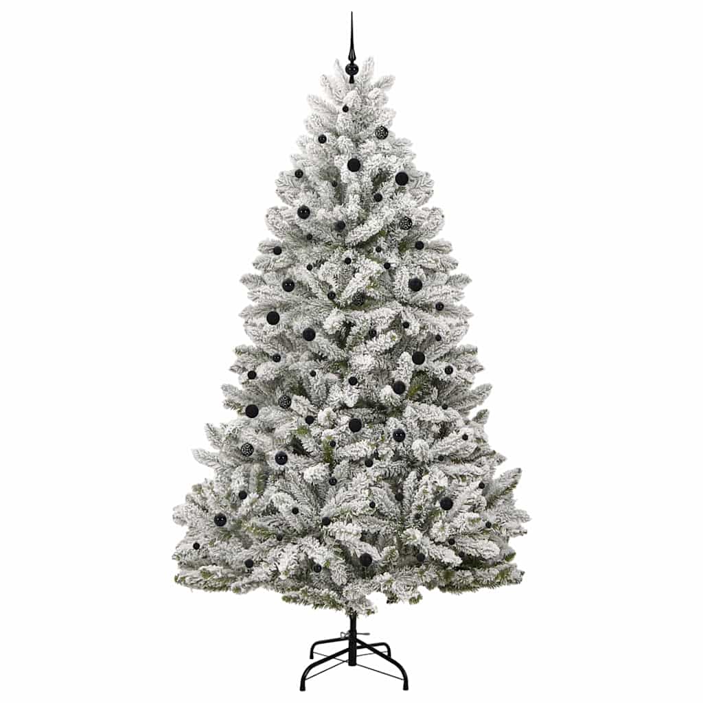 vidaXL Artificial Hinged Christmas Tree Green and White 300 cm