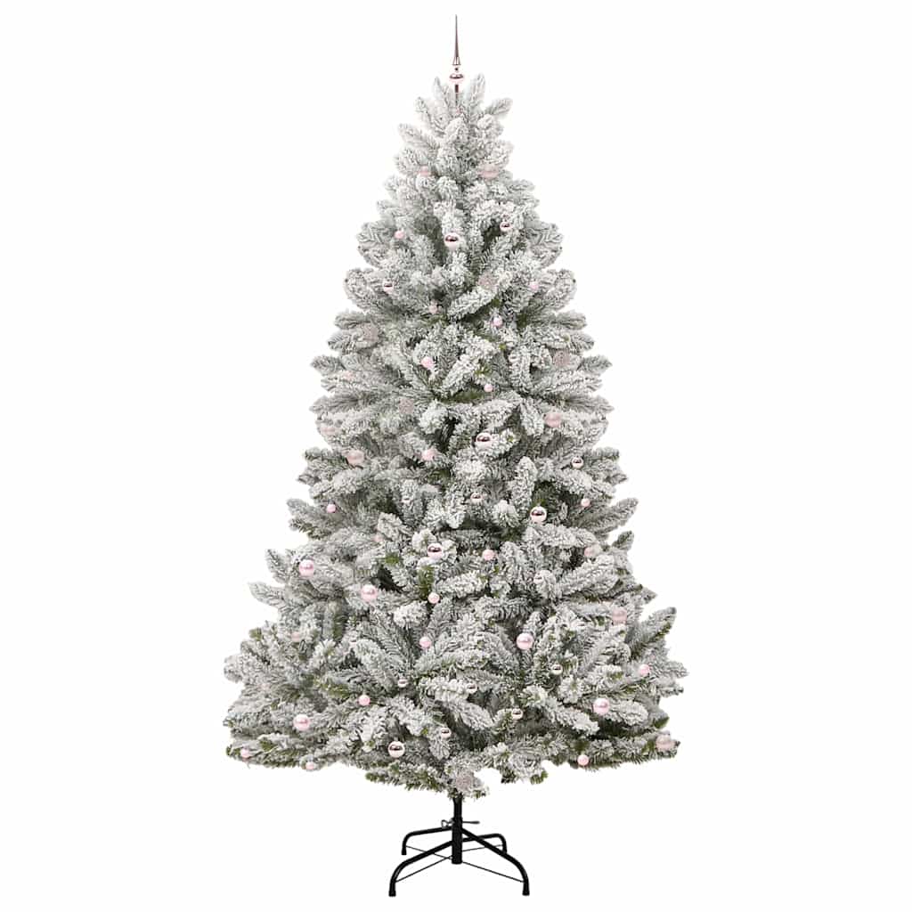 vidaXL Artificial Hinged Christmas Tree Green and White 300 cm - 47993