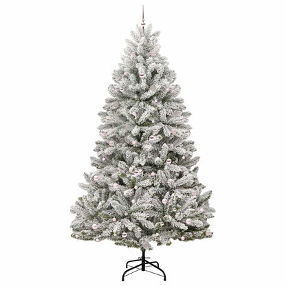 vidaXL Artificial Hinged Christmas Tree Green and White 300 cm - 47993