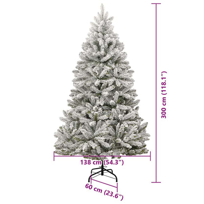 vidaXL Artificial Hinged Christmas Tree Green and White 300 cm - 47993