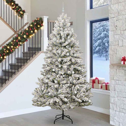vidaXL Artificial Hinged Christmas Tree Green and White 300 cm - 48000