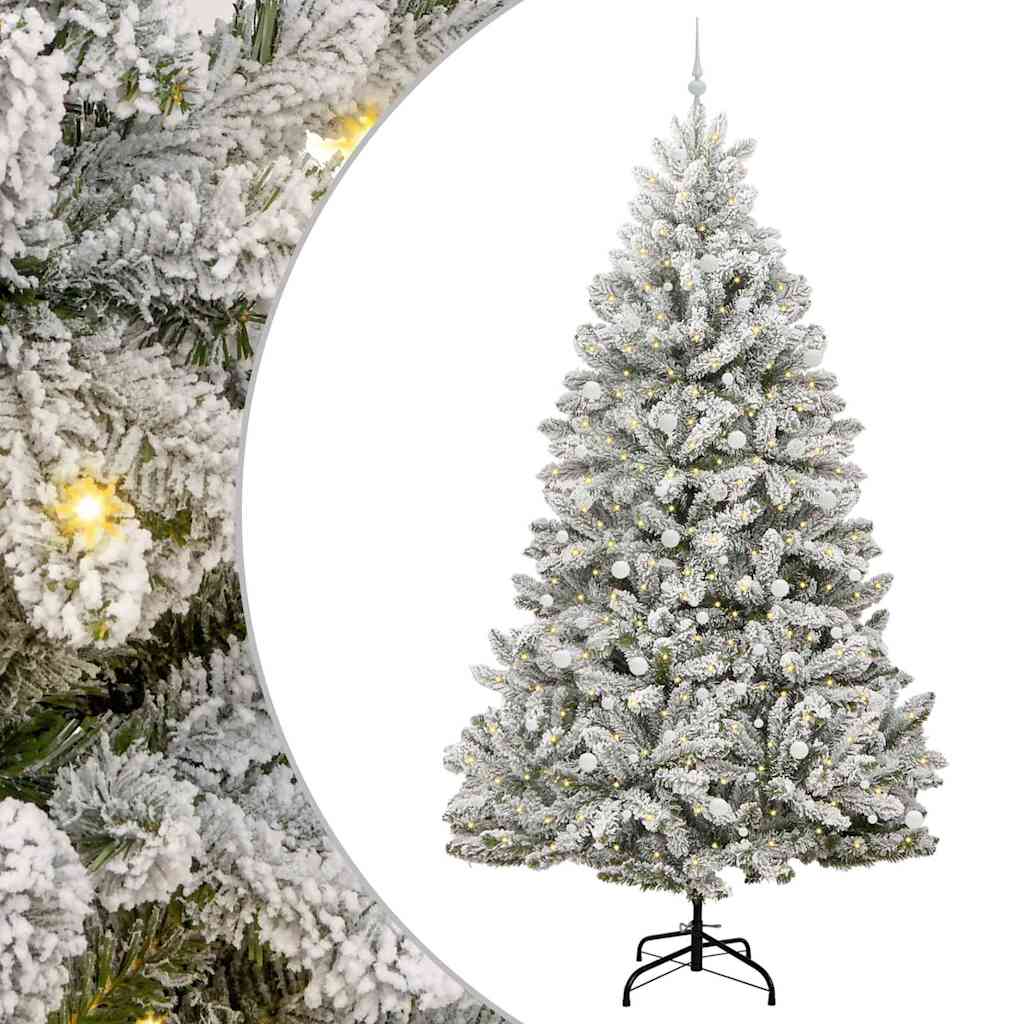 vidaXL Artificial Hinged Christmas Tree Green and White 300 cm - 48000