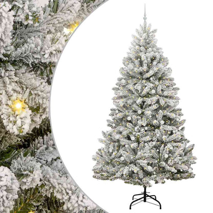 vidaXL Artificial Hinged Christmas Tree Green and White 300 cm - 48000