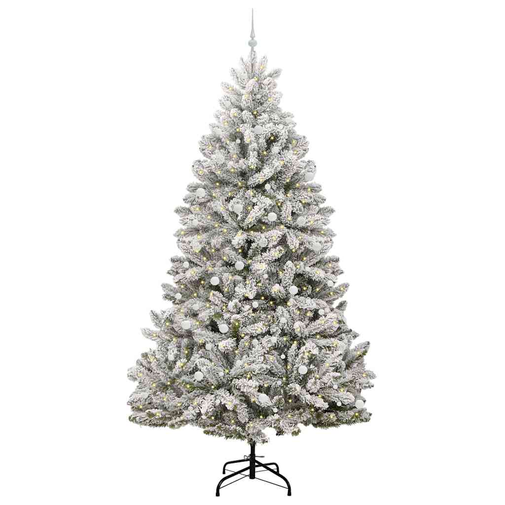 vidaXL Artificial Hinged Christmas Tree Green and White 300 cm - 48000