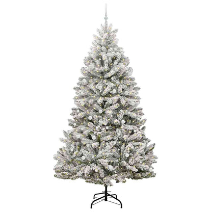 vidaXL Artificial Hinged Christmas Tree Green and White 300 cm - 48000