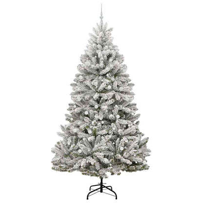 vidaXL Artificial Hinged Christmas Tree Green and White 300 cm - 48000