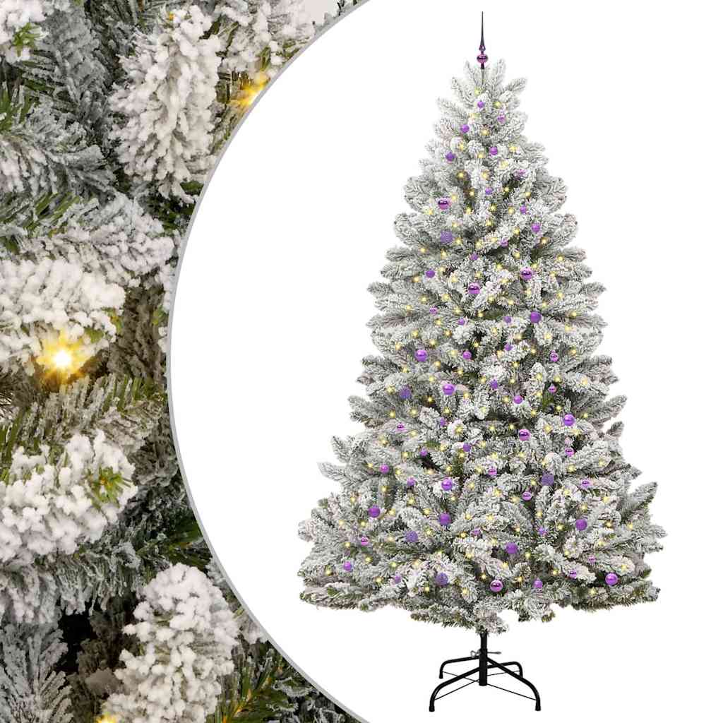 vidaXL Artificial Hinged Christmas Tree Green and White 300 cm - 48003