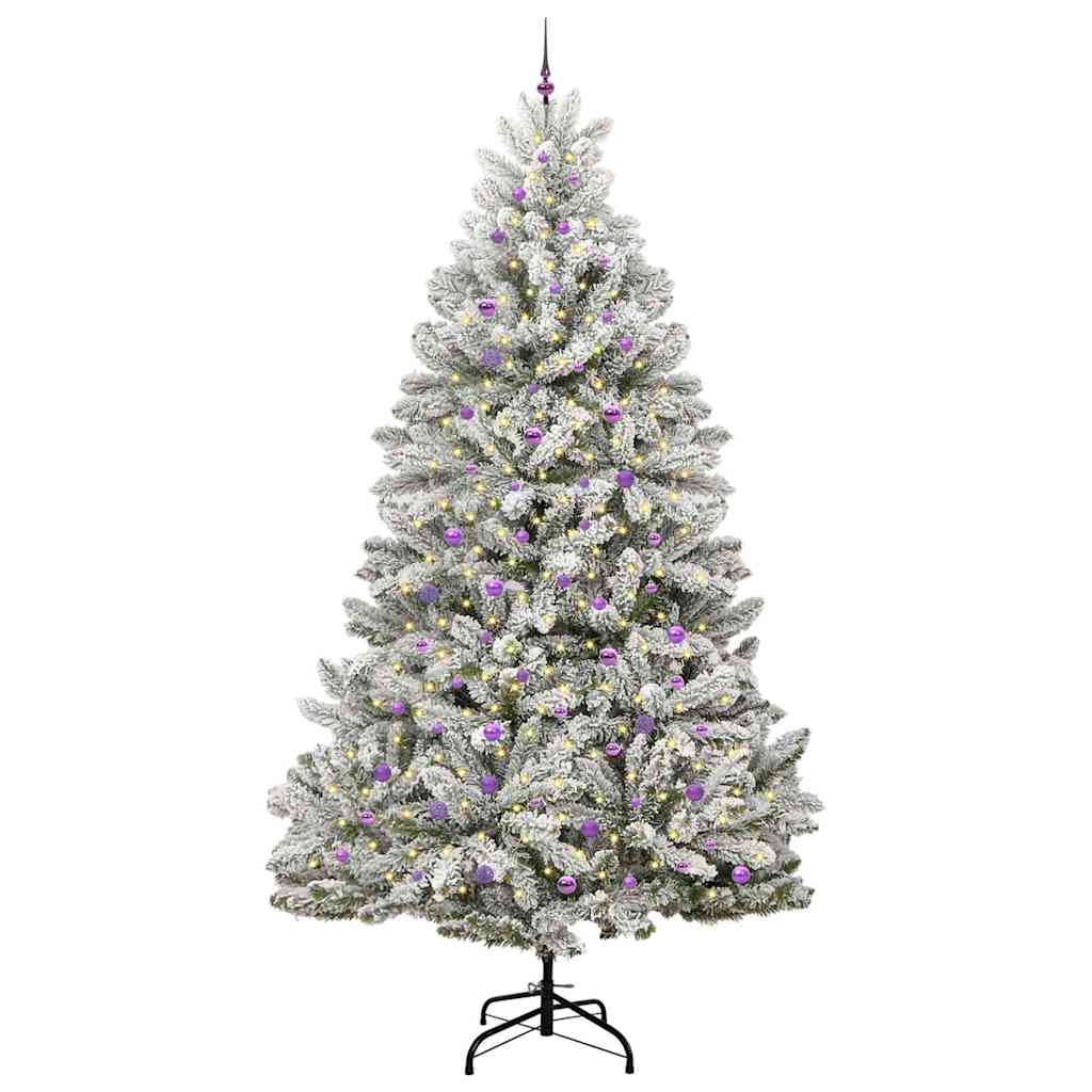 vidaXL Artificial Hinged Christmas Tree Green and White 300 cm - 48003