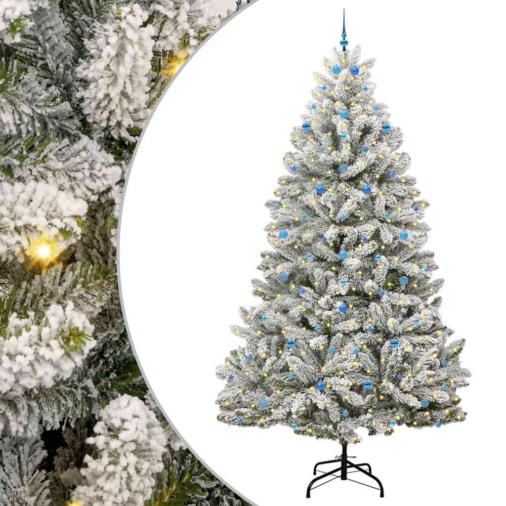 vidaXL Artificial Hinged Christmas Tree Green and White 300 cm - 48005