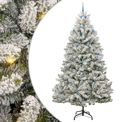 vidaXL Artificial Hinged Christmas Tree Green and White 300 cm - 48005